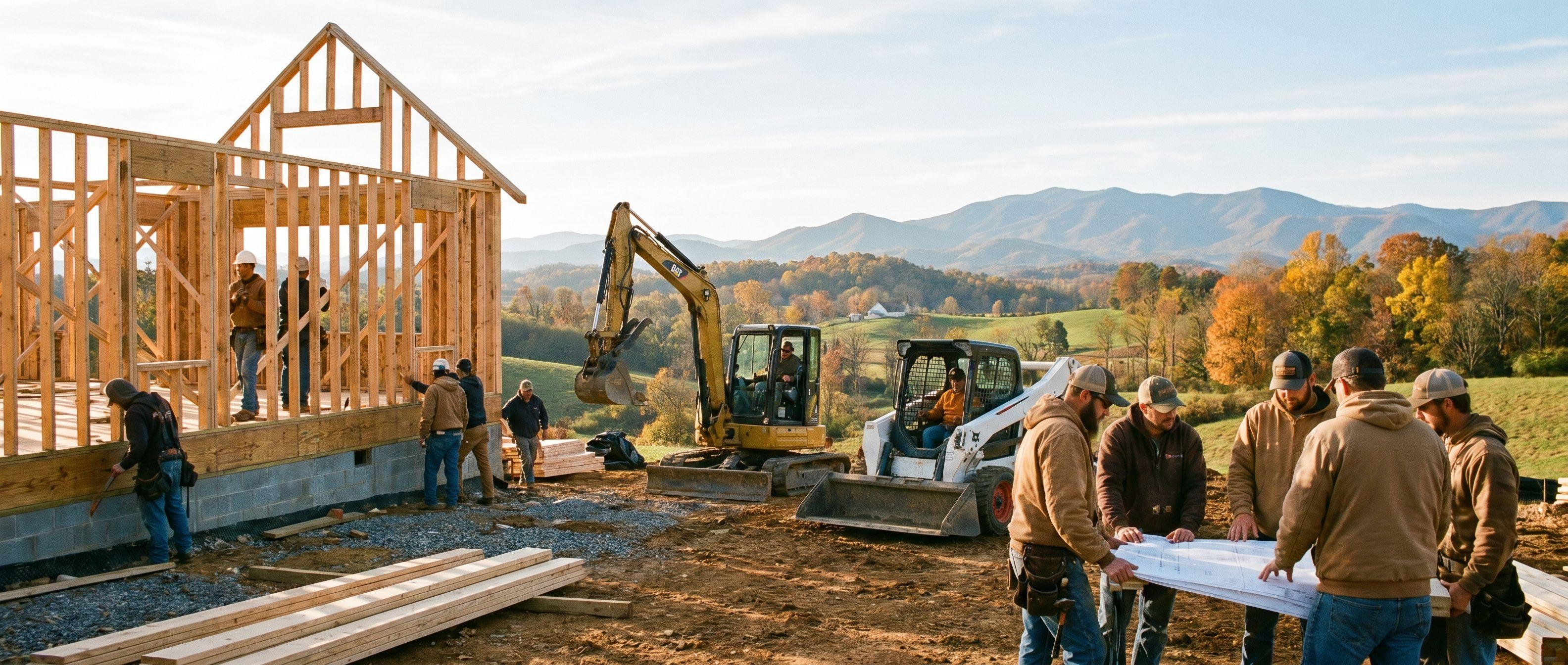 HL Construction Group crew and equipment on an East Tennessee job site