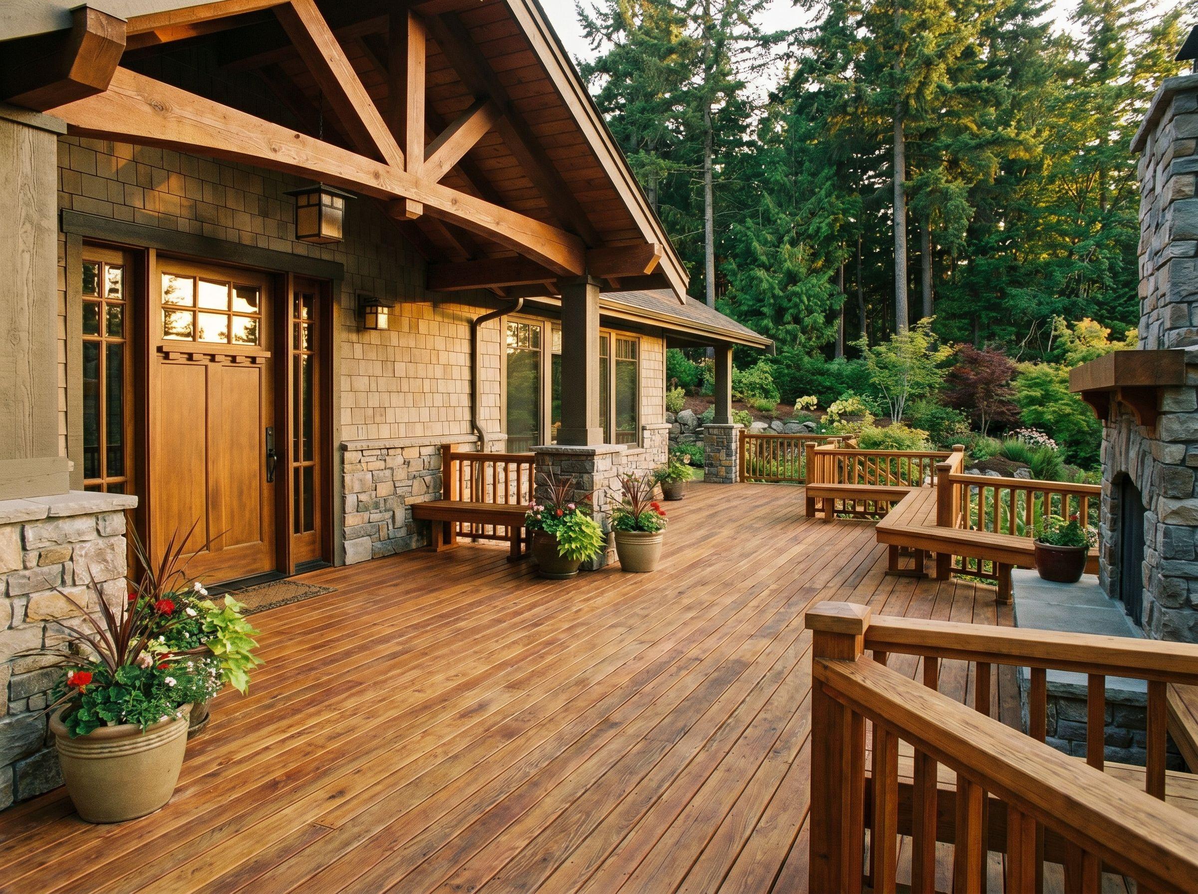 Natural Cedar Deck, Decking by HL Construction Group