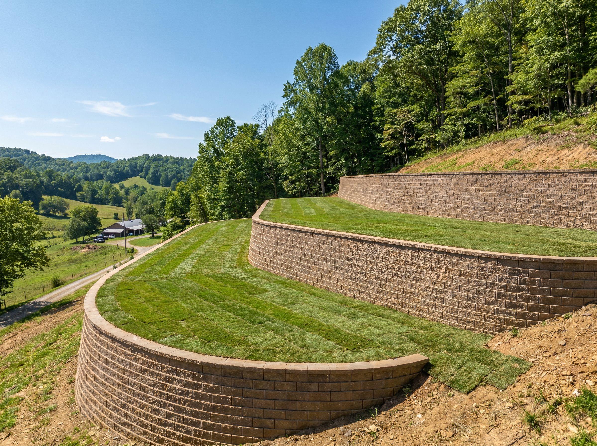 Terraced Hillside Retaining Wall, Hardscapes by HL Construction Group