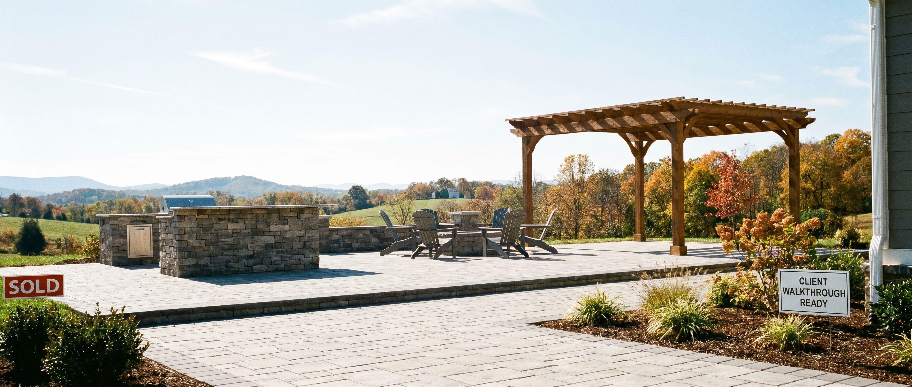 Freshly completed paver patio and outdoor living space in East Tennessee