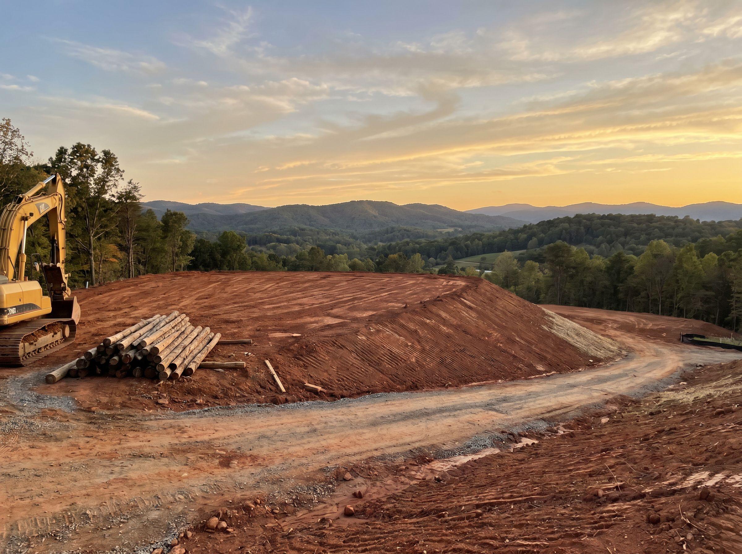 Freshly cleared and graded residential building lot in East Tennessee
